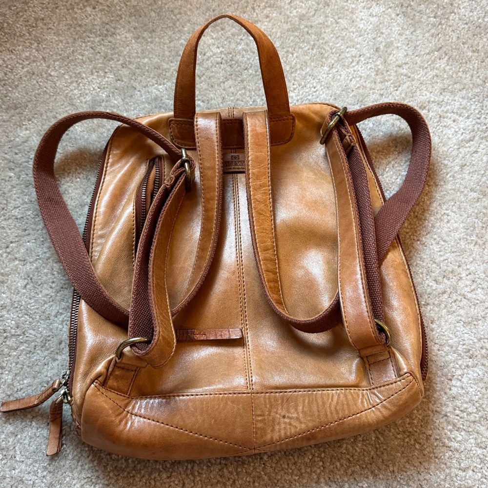 Woven Tan Leather Backpack - Picture 3 of 6